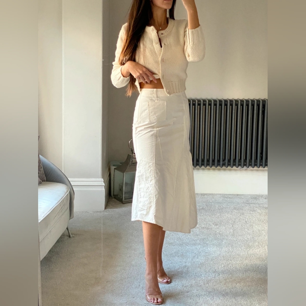 Zara cream midi skirt